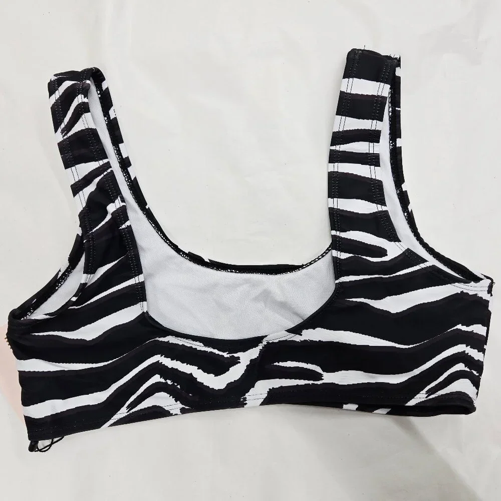 NEW ASOS Missguided Mix & Match Scoop Neck Bikini Top Zebra Print SZ 8 MSRP $20 - Picture 5 of 8